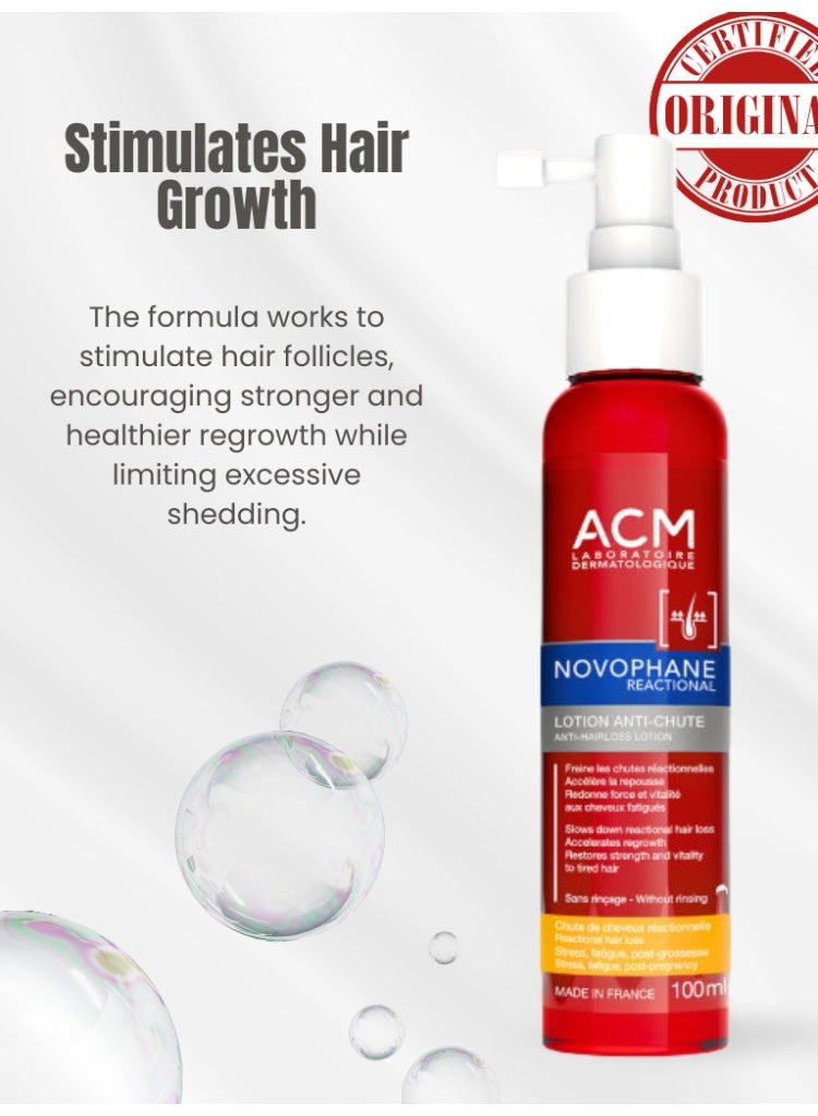 ACM Laboratoire dermatologique ACM Novophane Reactional Anti-Hair Loss Lotion 100ml – Targeted Scalp Treatment to Reduce Hair Loss, Strengthen Roots & Stimulate Growth - Image 4