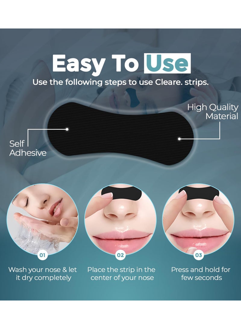 Chillspace 60pcs Performance Breathing Nasal Strips - Oil & Sweat Proof Adhesive - Athletic Nose Patch for Snoring & Sleeping - Black, Wide Body, Universal Fit, Extra Strength(Black) - Image 3