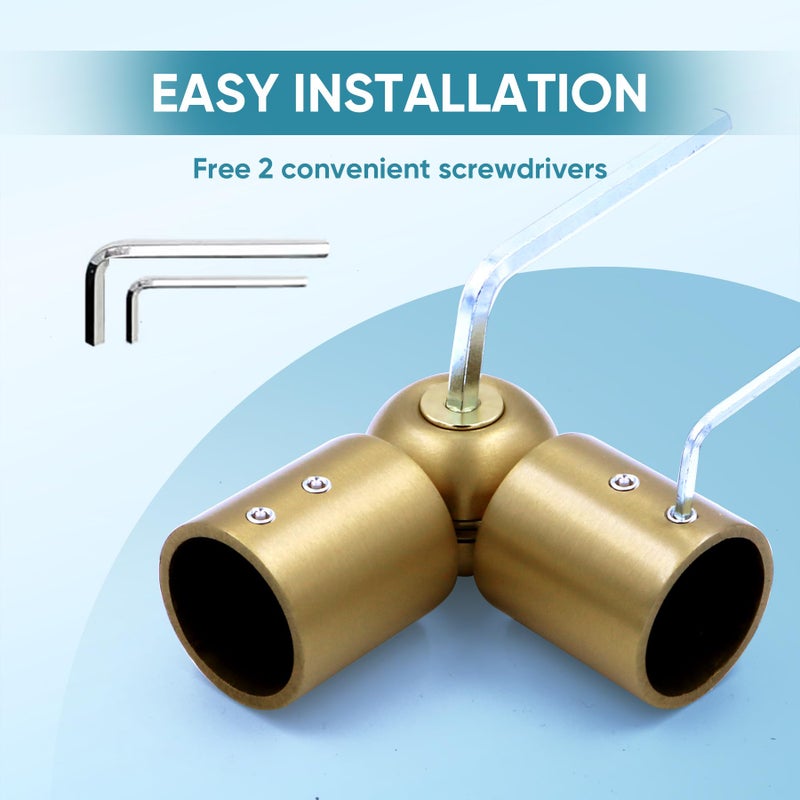 LISTENJIALE Window Curtain Rod Corner Connector 1 pcs,LISTENJIALE Adjustable Corner Curtain Rod Connector for 1 Inch Bay Window(Gold) - Image 5