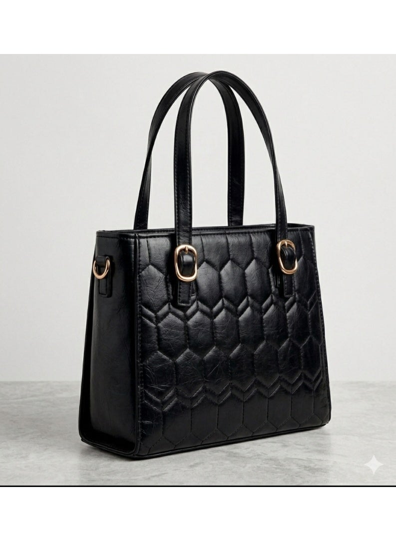 "Women Top Handle Handbag – Elegant Quilted Leather Tote Bag for Women, Fashion Shoulder & Crossbody Purse, Small Structured Ladies Handbag for Work, Party & Daily Use, Square " - Image 3