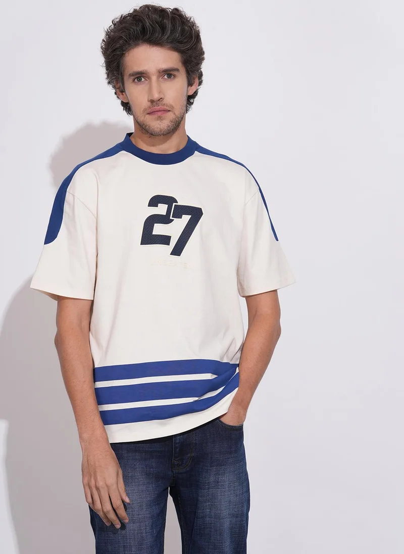 بيينغ هيومان Men Colourblocked Drop-Shoulder Sleeves Pure Cotton T-shirt
