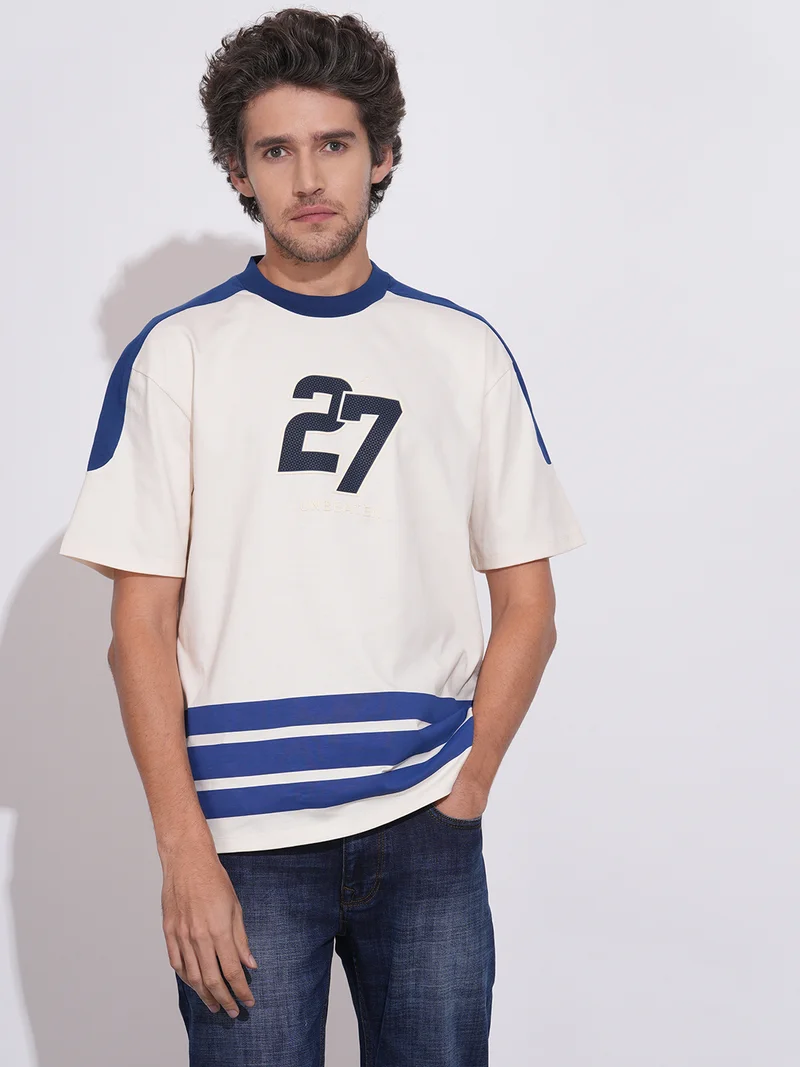 Being Human Men Colourblocked Drop-Shoulder Sleeves Pure Cotton T-shirt