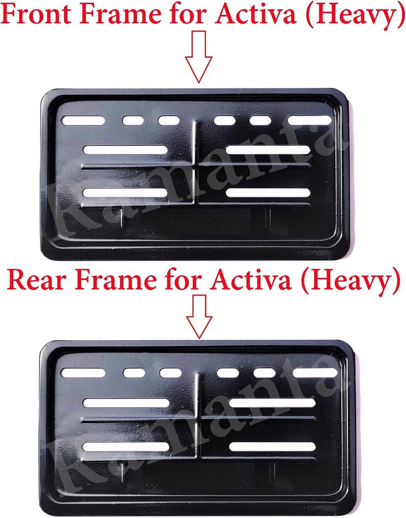 Ramanta Activa Number Plate Frame | Metal Body Motorbike High Security Number Plate Frame Holder Protector HSRP Frames Compatible with for Activa (Front-Rear Set of 2) (Size 21.8 x 12.5 cm, Black) - Image 5