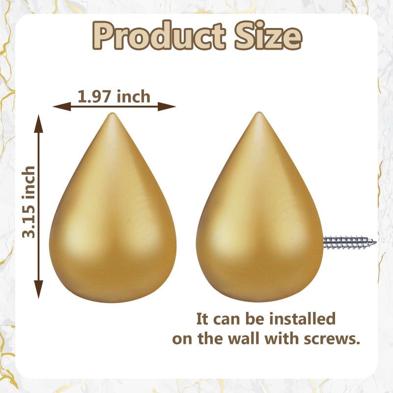 BrightRow 4 Pcs Resin Coat Hanger Hooks Water Drop Shaped Hat Rack Wall Mounted for Wall Dressing Room Decor - Image 2
