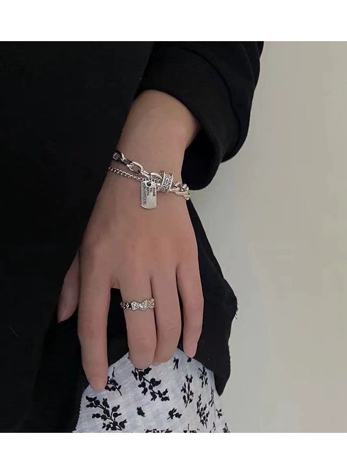 Goolsky Vintage Square Tag Layered Bracelet – Unisex Grunge Chain Jewelry, Hip-Hop Street Style, Daily Wear - Image 4