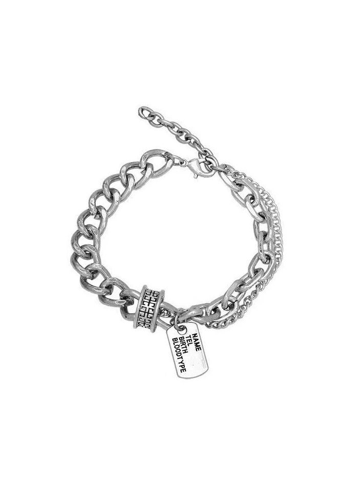 Goolsky Vintage Square Tag Layered Bracelet – Unisex Grunge Chain Jewelry, Hip-Hop Street Style, Daily Wear - Image 5
