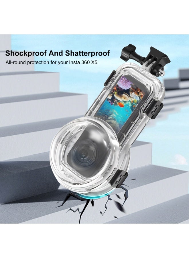 PULUZ PULUZ 60M Waterproof Diving Case for Insta360 X5 Action Camera, Invisible 360° Protective Housing with High-Transparency Lens and Anti-Fog Coating, Durable PC & Stainless Steel Shell  - Image 4