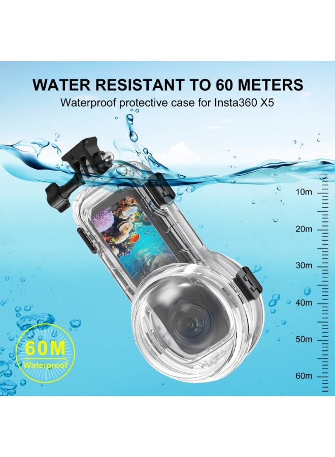 PULUZ PULUZ 60M Waterproof Diving Case for Insta360 X5 Action Camera, Invisible 360° Protective Housing with High-Transparency Lens and Anti-Fog Coating, Durable PC & Stainless Steel Shell  - Image 2