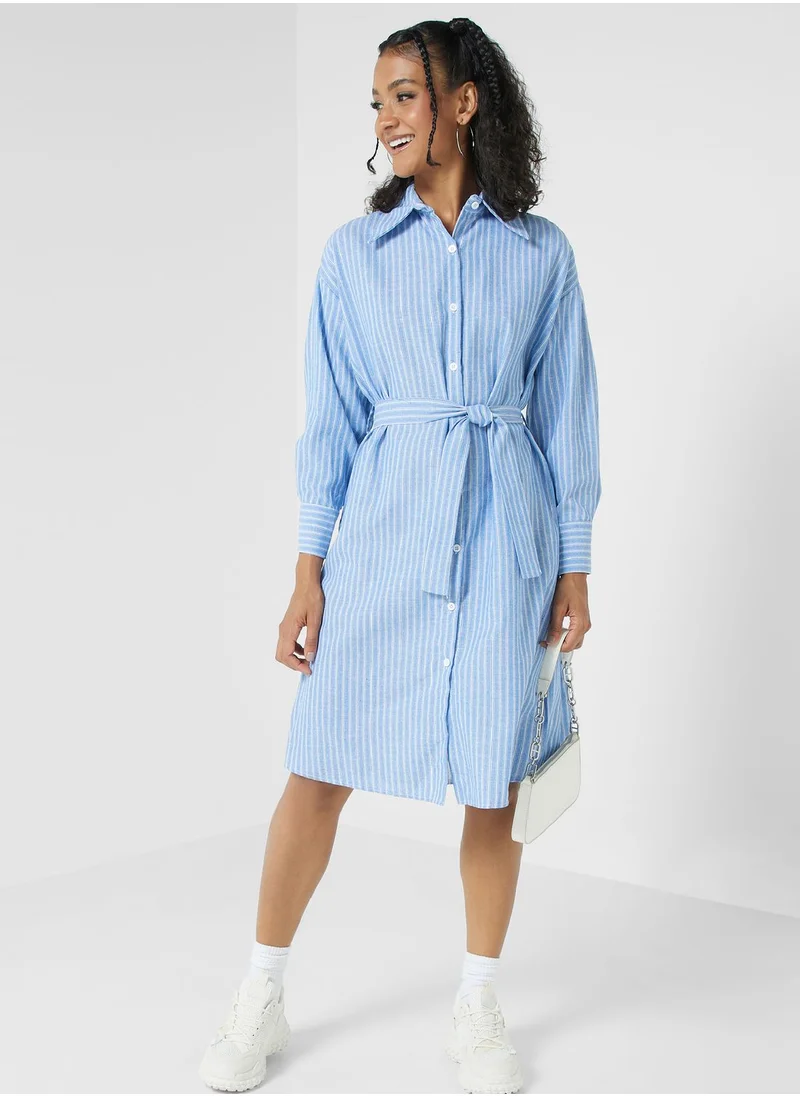 Ginger Pinstripe Midi Shirt Dress