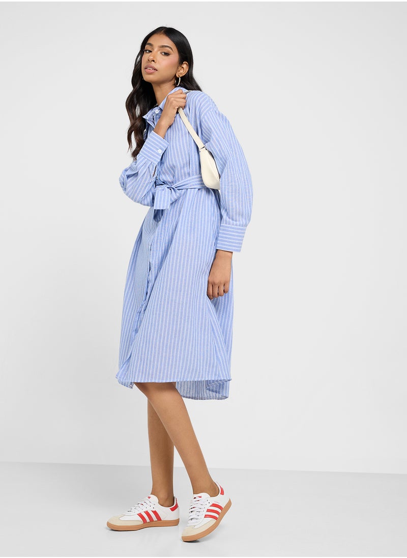 Ginger - Pinstripe Midi Shirt Dress - Image 1
