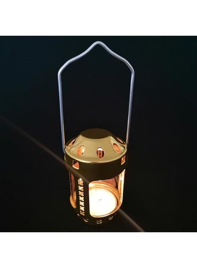 Candle Lantern, Night Fishing Hanging Outdoor Camping Candle Lamp, Metal Decorative Candle Lanterns, Vintage Hanging Lantern (Gold) - Image 3