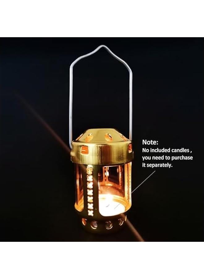 Candle Lantern, Night Fishing Hanging Outdoor Camping Candle Lamp, Metal Decorative Candle Lanterns, Vintage Hanging Lantern (Gold) - Image 4