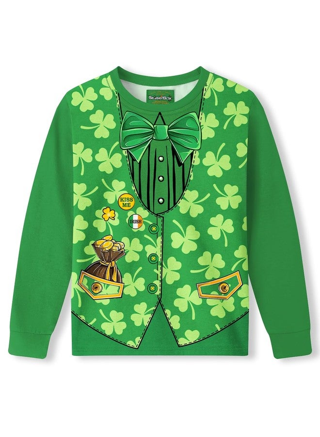 BesserBay Child Girl's St. Patrick's Holiday Soft Sweatshirt Lucky Long Sleeve Saint Shirt Green Irish Vest Print 10 Years - Image 1