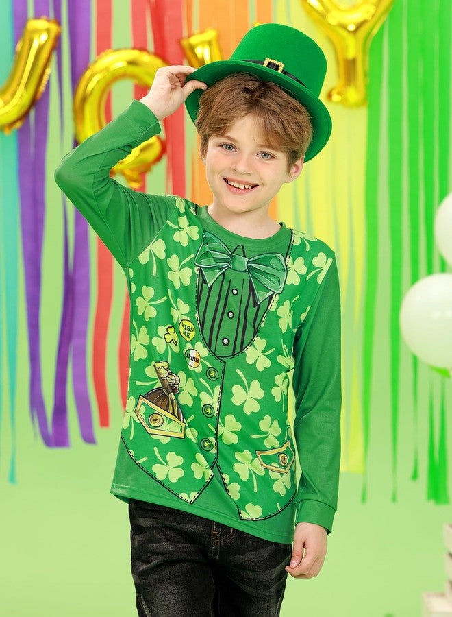 BesserBay Child Girl's St. Patrick's Holiday Soft Sweatshirt Lucky Long Sleeve Saint Shirt Green Irish Vest Print 10 Years - Image 2