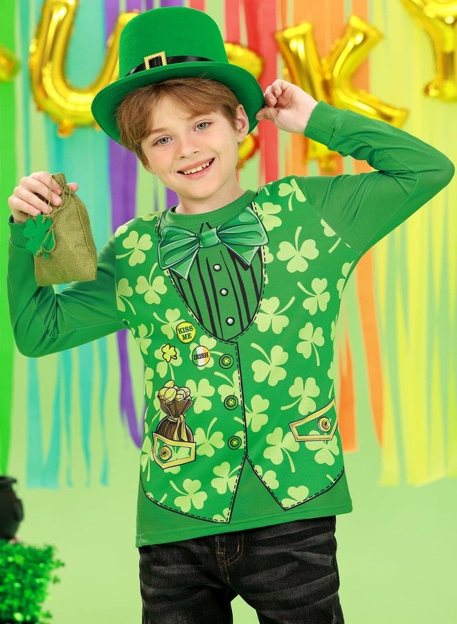 BesserBay Child Girl's St. Patrick's Holiday Soft Sweatshirt Lucky Long Sleeve Saint Shirt Green Irish Vest Print 10 Years - Image 3