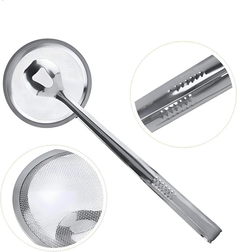 KRUPAVI KRUPAVI 2 in 1 Fry Filter Spoon Strainer with Clip Oil Oil Frying BBQ Filter Mesh Strainer Stainless Steel Frying Strainer Silver  - Image 4