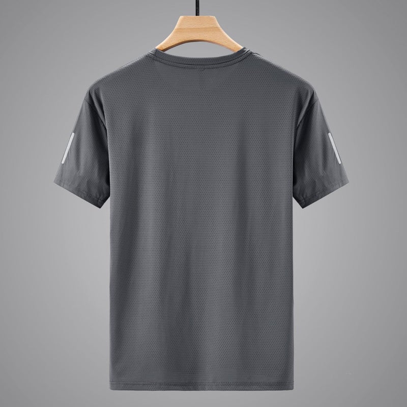 New Ice Silk Short-Sleeved Shirt For Men In Summer Thin Breathable Casual Sports Sweatshirt Round Neck Quick-Drying Loose Version - Image 5