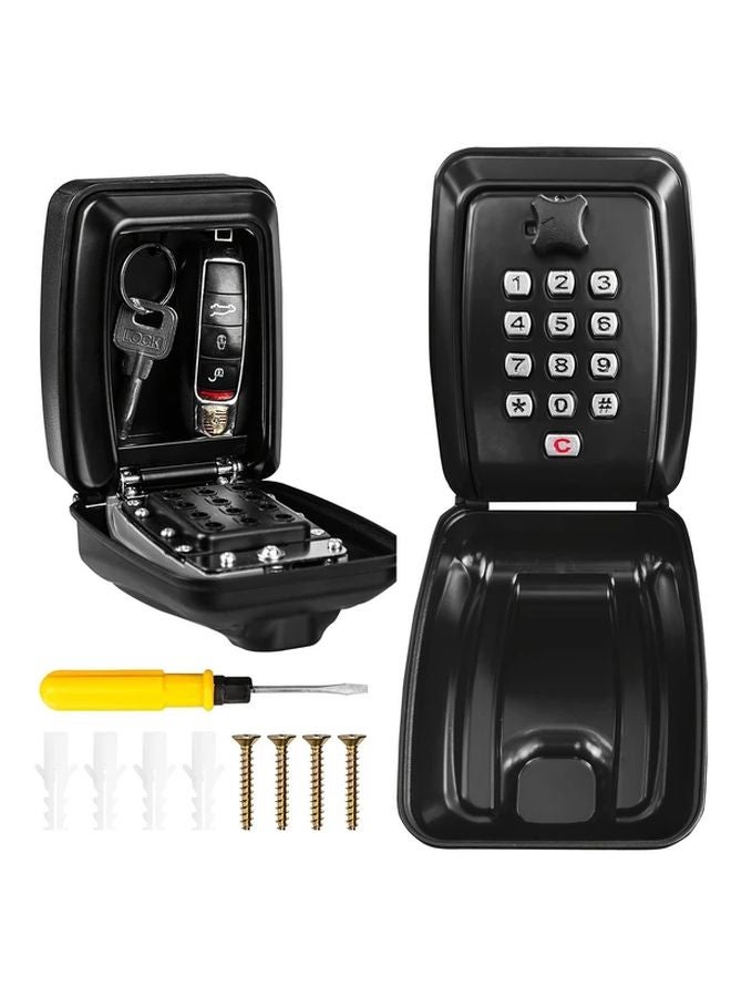 Black Wall Mounted Password Key Box With Screwdriver Key Card Holder Waterproof Industrial Security Lock Metal No Assembly Required - Image 2
