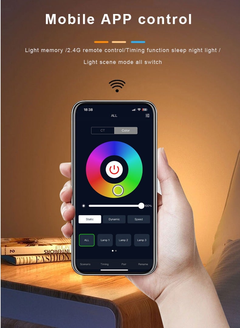 DAX STAR RGB Floor Lamp with 16 Million DIY Colors Marble Base App Supported Magnetic Remote Button Control Timed Off Suitable for Living Room, Bedroom, Office Black 185x100 cm - Image 2