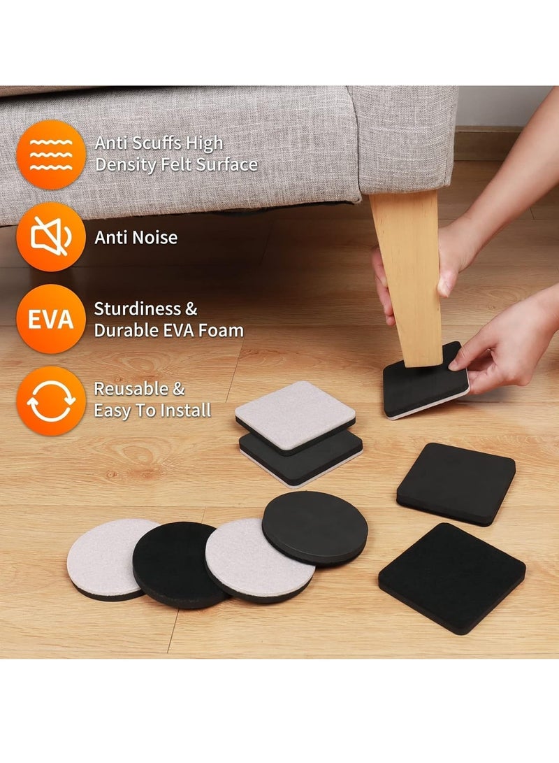 16 PCS Felt Furniture Movers Sliders for Hardwood & Vinyl Floors, 3.5" Round Reusable Felt Furniture Moving Pads, Sliders for Moving Heavy Sofa Table Couch Cabinet, Glides Easily and Quickly - Image 3