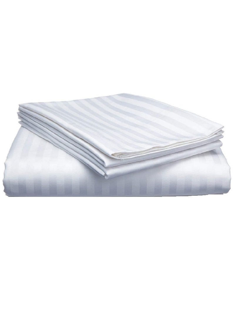 Blueberry King Size Stripe Bed Sheet Set 100% Cotton Premium Quality 200x200+20cm - Image 1