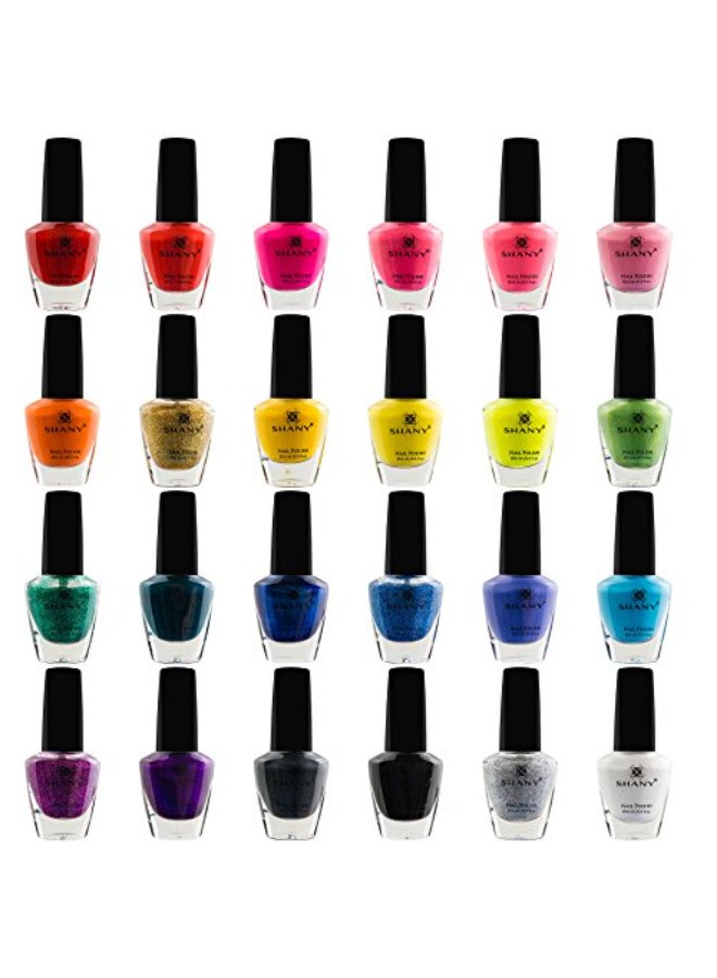 SHANY Cosmopolitan DIY Nail Polish set Nail Lacquer Quick Dry Full Size Vibrant Colorful Trendy Glitter Glossy Metallic Matte Nail Art Nail Shades 24 Colors Nail Polish Bulk - Image 1