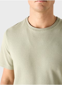 Iconic Iconic Textured T-shirt with Crew Neck and Short S  - Image 3