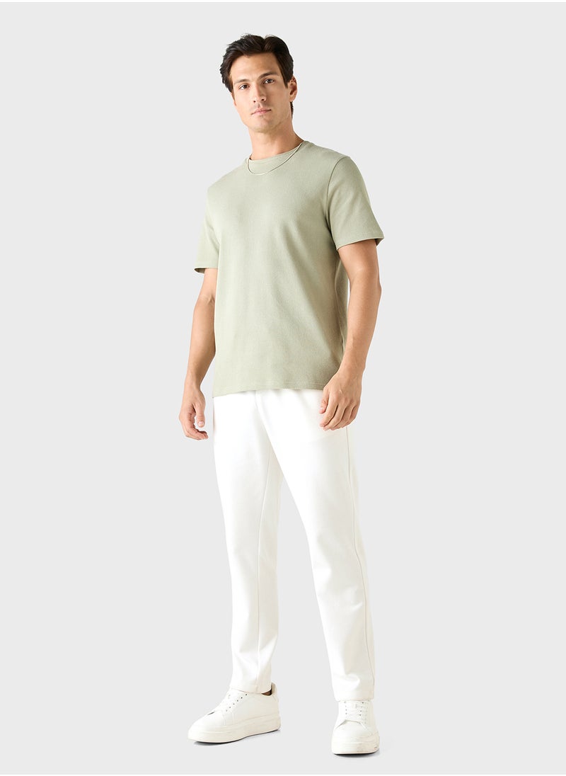 Iconic Iconic Textured T-shirt with Crew Neck and Short S  - Image 4