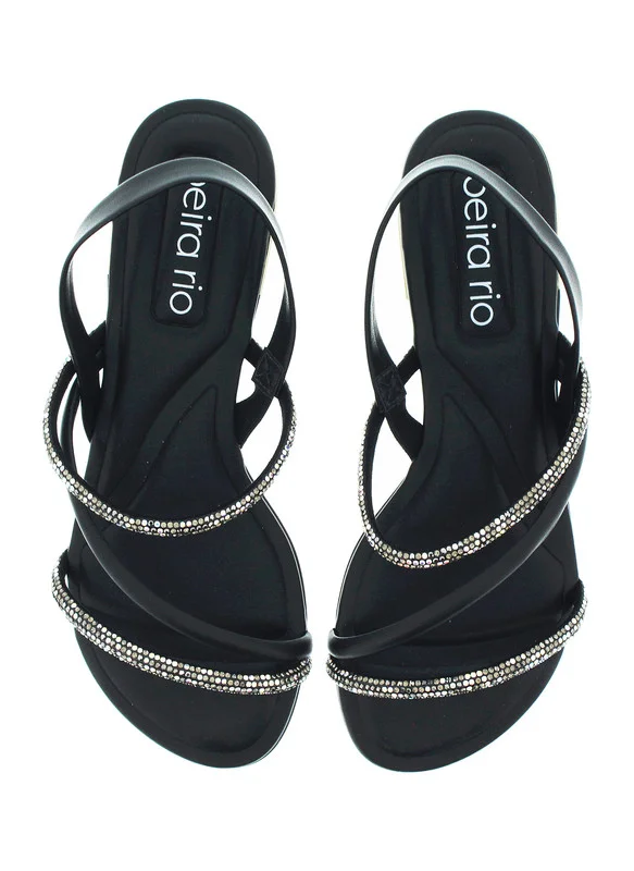 Beira Rio  Beira Rio Ladies Low Heel Sandals Black | Made In Brazil for Women | Best Price UAE