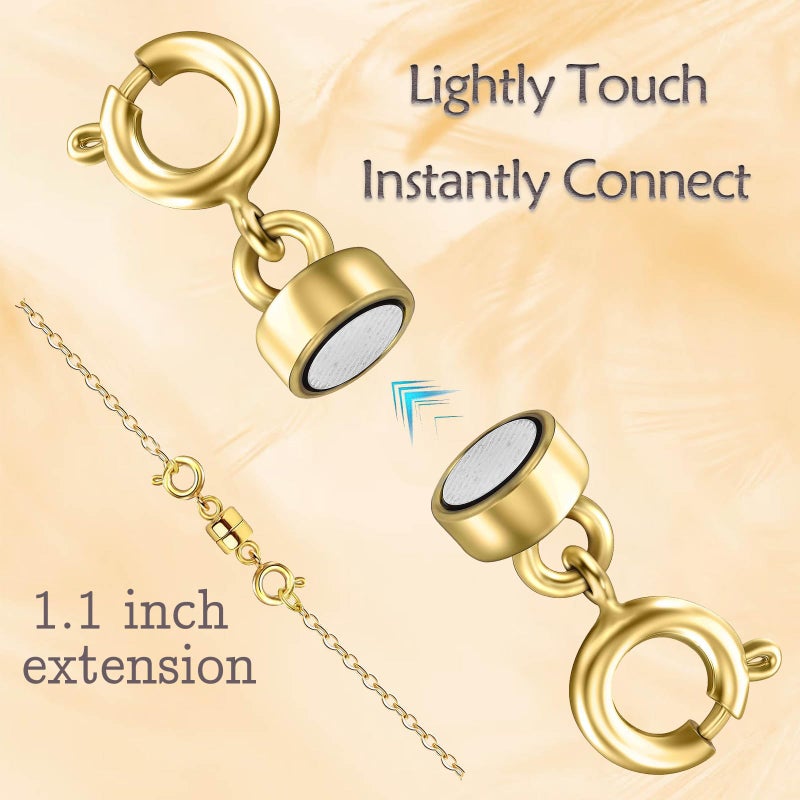 Qulltk Double Magnetic Necklace Clasps and Closures 14K Gold and Silver Bracelet Extender Jewelry Clasps Converters for DIY Jewelry Making - Image 3