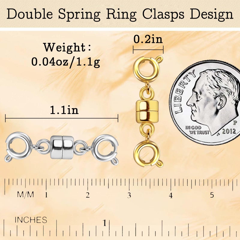 Qulltk Double Magnetic Necklace Clasps and Closures 14K Gold and Silver Bracelet Extender Jewelry Clasps Converters for DIY Jewelry Making - Image 2