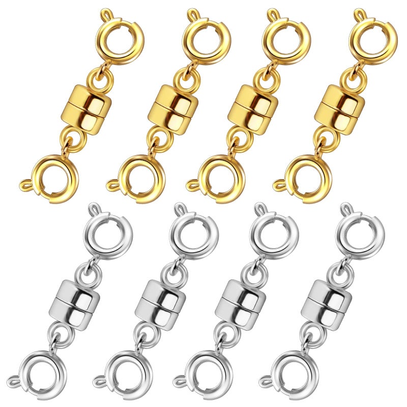 Qulltk Double Magnetic Necklace Clasps and Closures 14K Gold and Silver Bracelet Extender Jewelry Clasps Converters for DIY Jewelry Making - Image 1