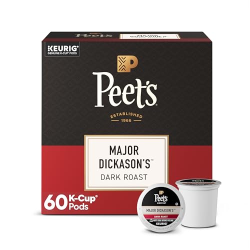 Peet's Coffee Peets Coffee Dark Roast Keurig KCup Pods 100 Arabica Coffee  Major Dickasons Blend 60 Count 6 Boxes of 10 KCup Pods - Image 1