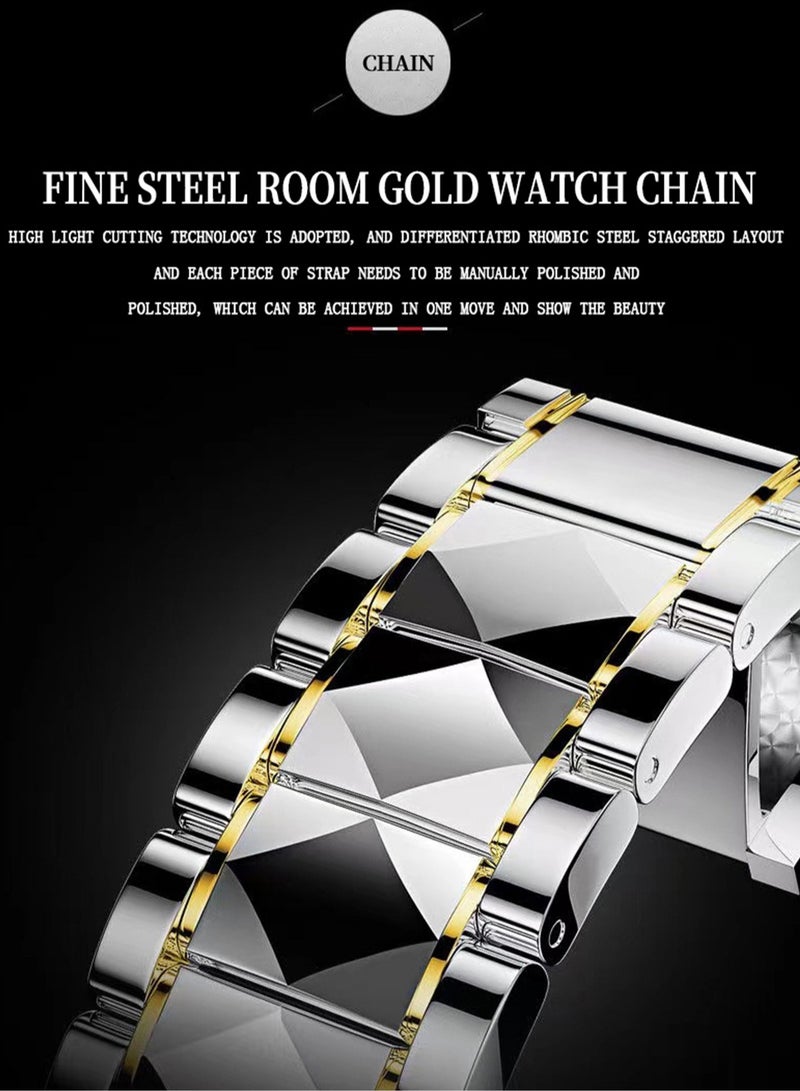 BINBOND Men Quartz Watch B5552 Lnternational Fashion Brand  Sports Military Steel Band Waterproof Luminous Men Business Gold Wristwatches