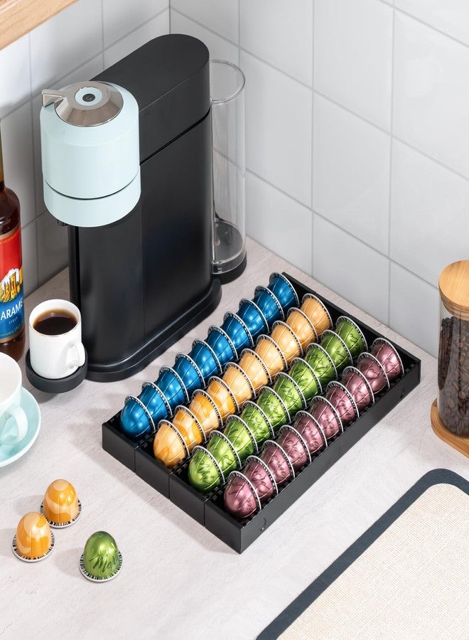 Rice rat Coffee Pod Holder Drawer Organizer Insert for Counter,Nespresso Pod Holder DIY Magnetic Connect Black Metal(4 Packs) - Image 3