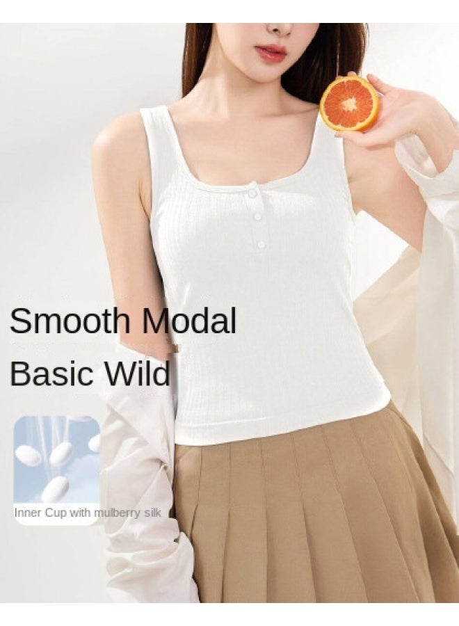 Top melon Bralette, Modal + Mulberry Silk】comfortable Seamless Backless Cami With Built-in Bra Pads For Women - Image 1