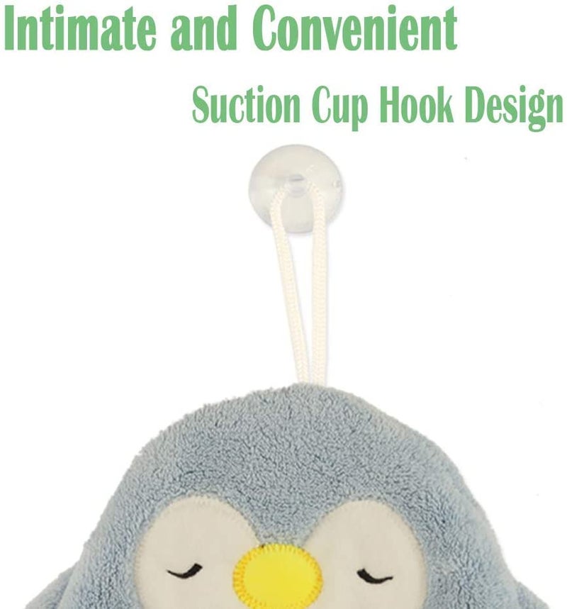 bosig® Hanging Hand Towels - Ultra Soft Coral Fleece Penguin Hand Bath Towel with Hanging Loop - Absorbent Towel for Bathroom Cleaning and Drying Washcloth - Image 3