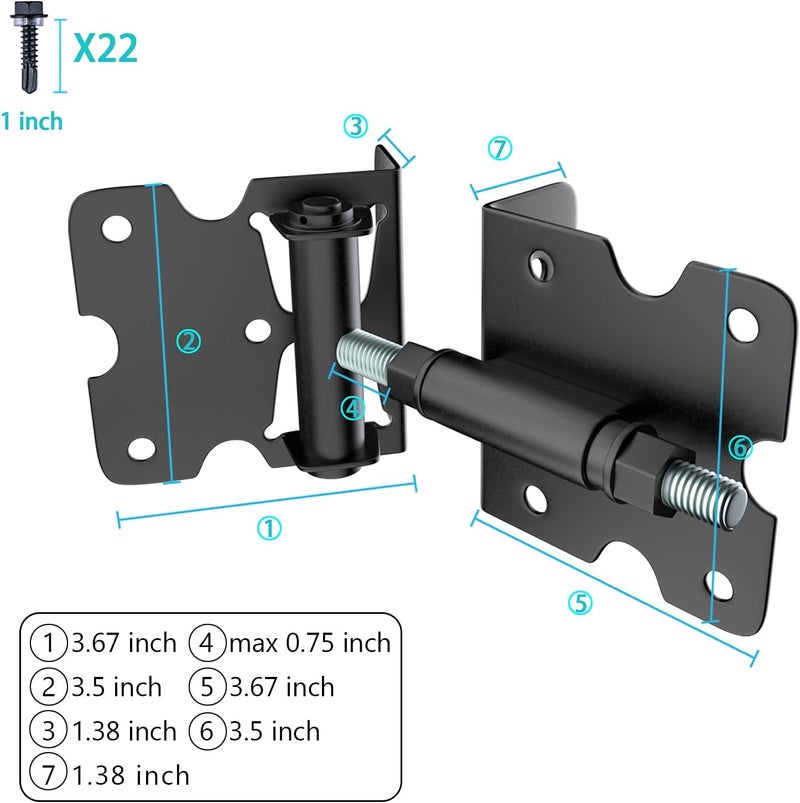 BORDERSMOVER Self Closing Gate Hinges, Heavy Duty for Vinyl/Wood/Metal Fence, Pack of 2, with Slef-Tapping Screws and Adjuster Tool - Image 2