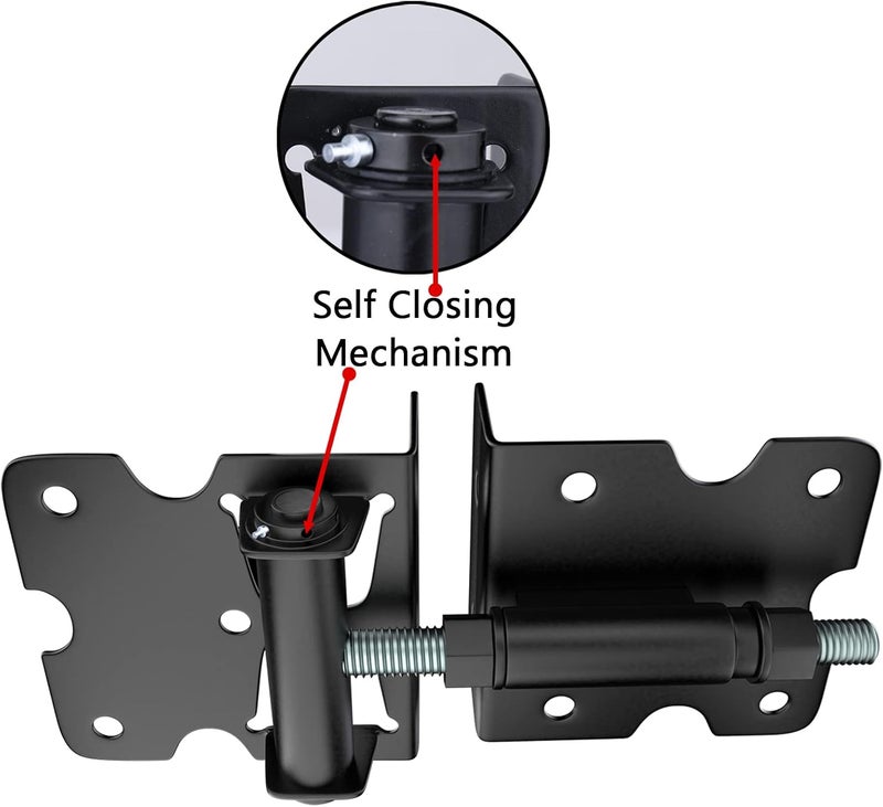 BORDERSMOVER Self Closing Gate Hinges, Heavy Duty for Vinyl/Wood/Metal Fence, Pack of 2, with Slef-Tapping Screws and Adjuster Tool - Image 3