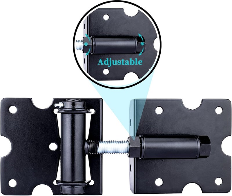 BORDERSMOVER Self Closing Gate Hinges, Heavy Duty for Vinyl/Wood/Metal Fence, Pack of 2, with Slef-Tapping Screws and Adjuster Tool - Image 4