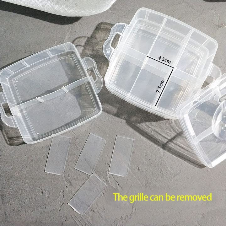 MEECOSTE 3 Layer 18 Grid Organizer Jewellery Craft Accessories Storage Box Container with Collapsible and Removable Dividers Foldable Box 1 Piece Transparent Multi Color Plastic Square - Image 2