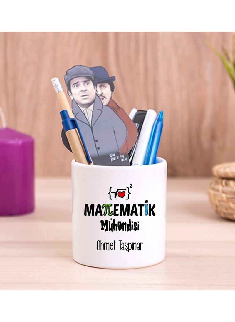 Hediye Dükkanı Gift Shop Personalized Mathematics Engineer Ceramic Pen Holder 