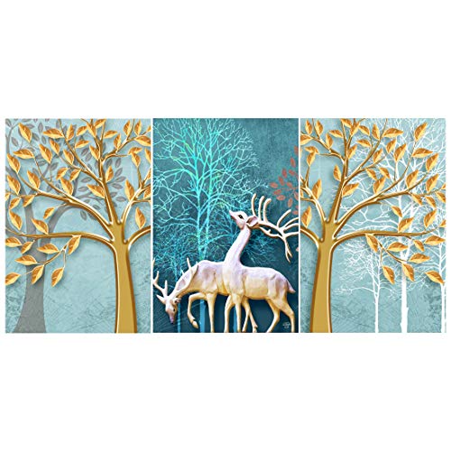 Rangoli Wood Animals Painting, Multicolour, Abstract, 11 x 17 Inch - Image 1