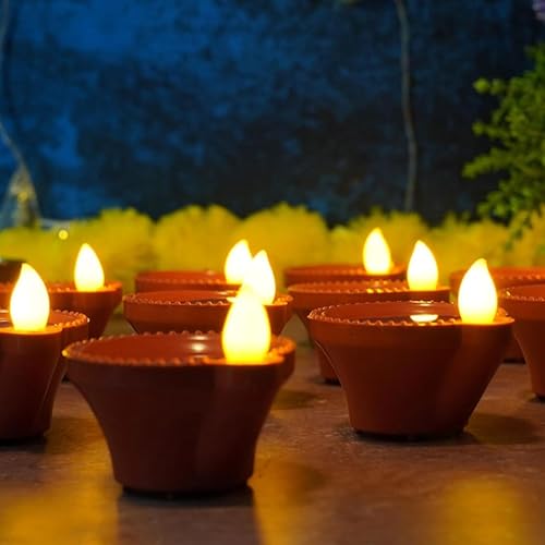 Ein Sof Water Sensor Electric Diya 12 Pcs – LED Diya for Home Decoration, Smokeless Flameless Artifical Lights for Diwali, Birthday and All Occasions - Image 5