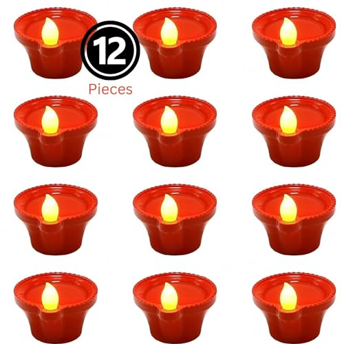 Ein Sof Water Sensor Electric Diya 12 Pcs – LED Diya for Home Decoration, Smokeless Flameless Artifical Lights for Diwali, Birthday and All Occasions - Image 2