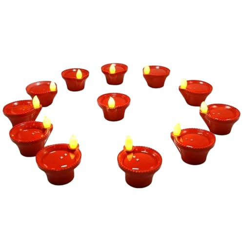 Ein Sof Water Sensor Electric Diya 12 Pcs – LED Diya for Home Decoration, Smokeless Flameless Artifical Lights for Diwali, Birthday and All Occasions - Image 1