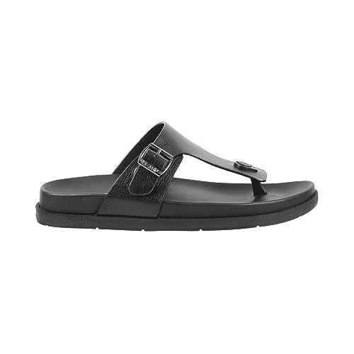 Metro Men Black Flat Casual/Comfort Synthetic Leather Chappal UK/10 EU/44 (16-761) - Image 3