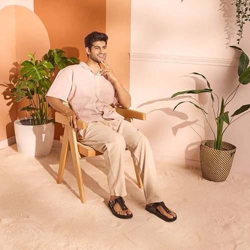 Metro Men Black Flat Casual/Comfort Synthetic Leather Chappal UK/10 EU/44 (16-761) - Image 2