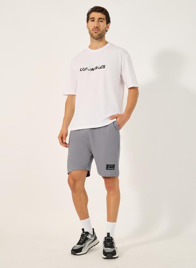 Styli Badge Detail Regular Fit Terry Shorts - Image 2