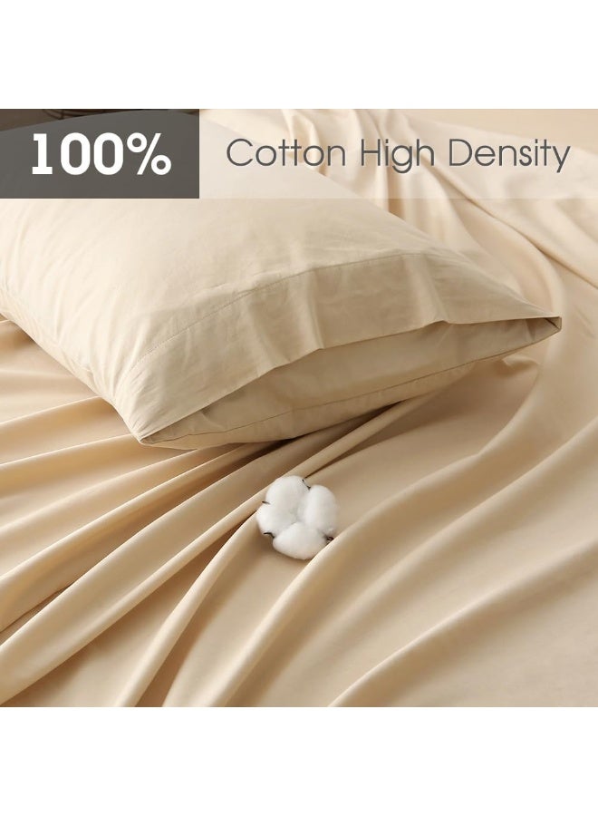 HYPREST Deep Pocket King Bedsheets Beige-100% Cotton 400 Thread Count Sheet Sets Fits 18''-24'' in Deep Mattress - Image 2